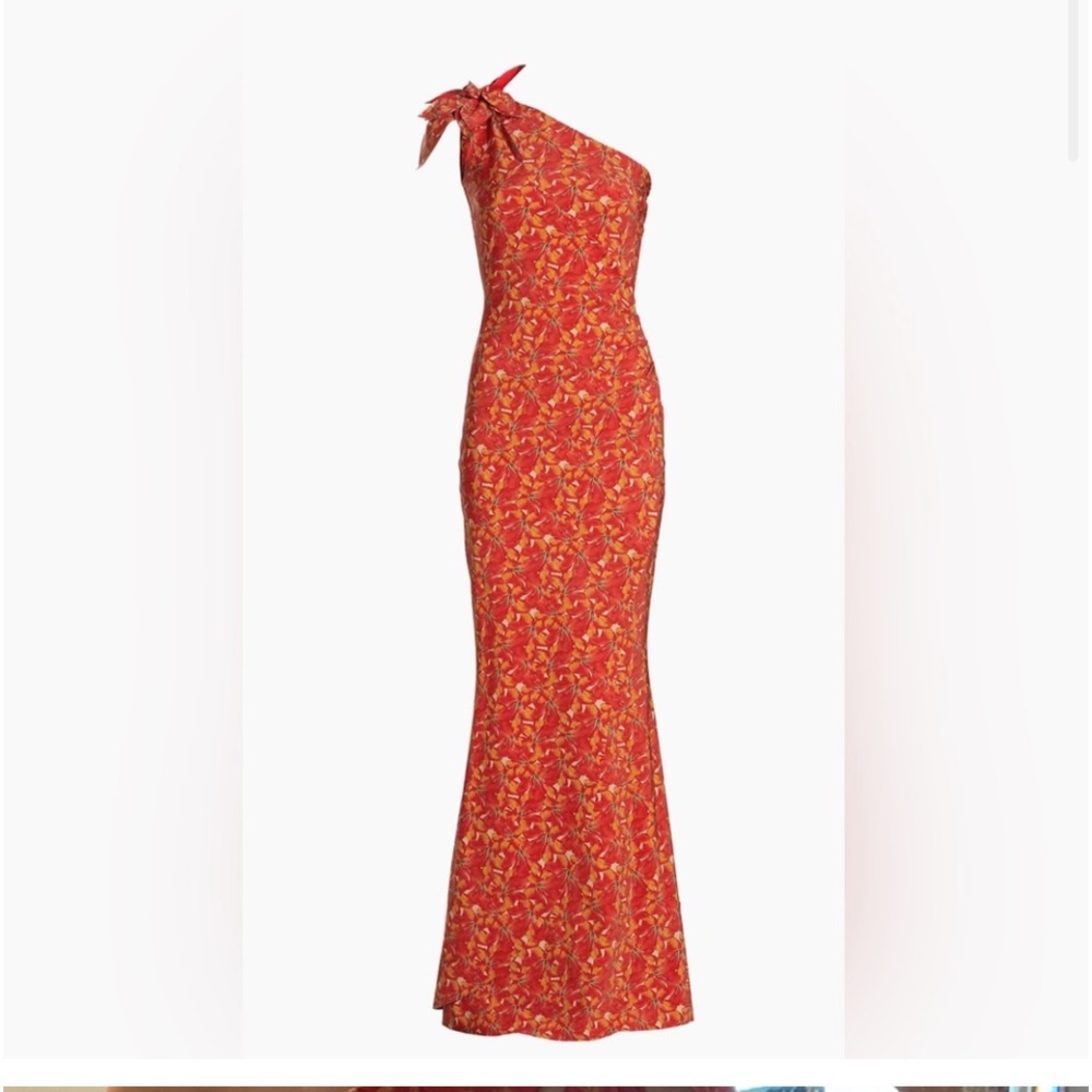 Chiara Boni Red Floral One-Shoulder Dress